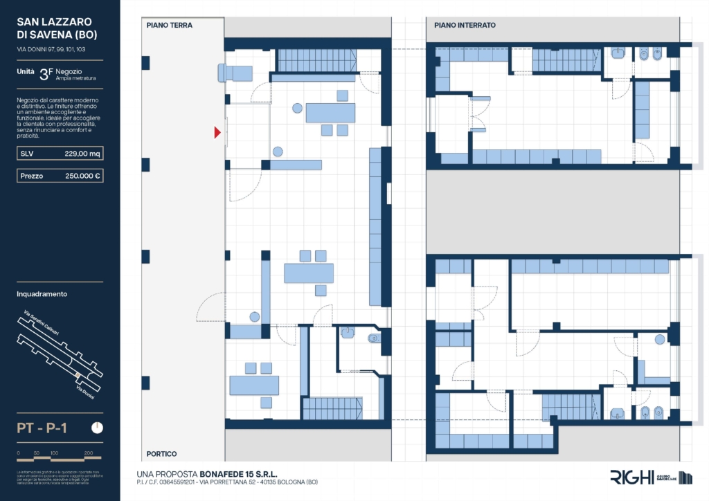 3F - Negozio con due magazzini SLS, via Donini n. 97-103